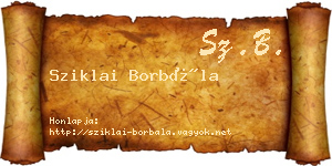 Sziklai Borbála névjegykártya